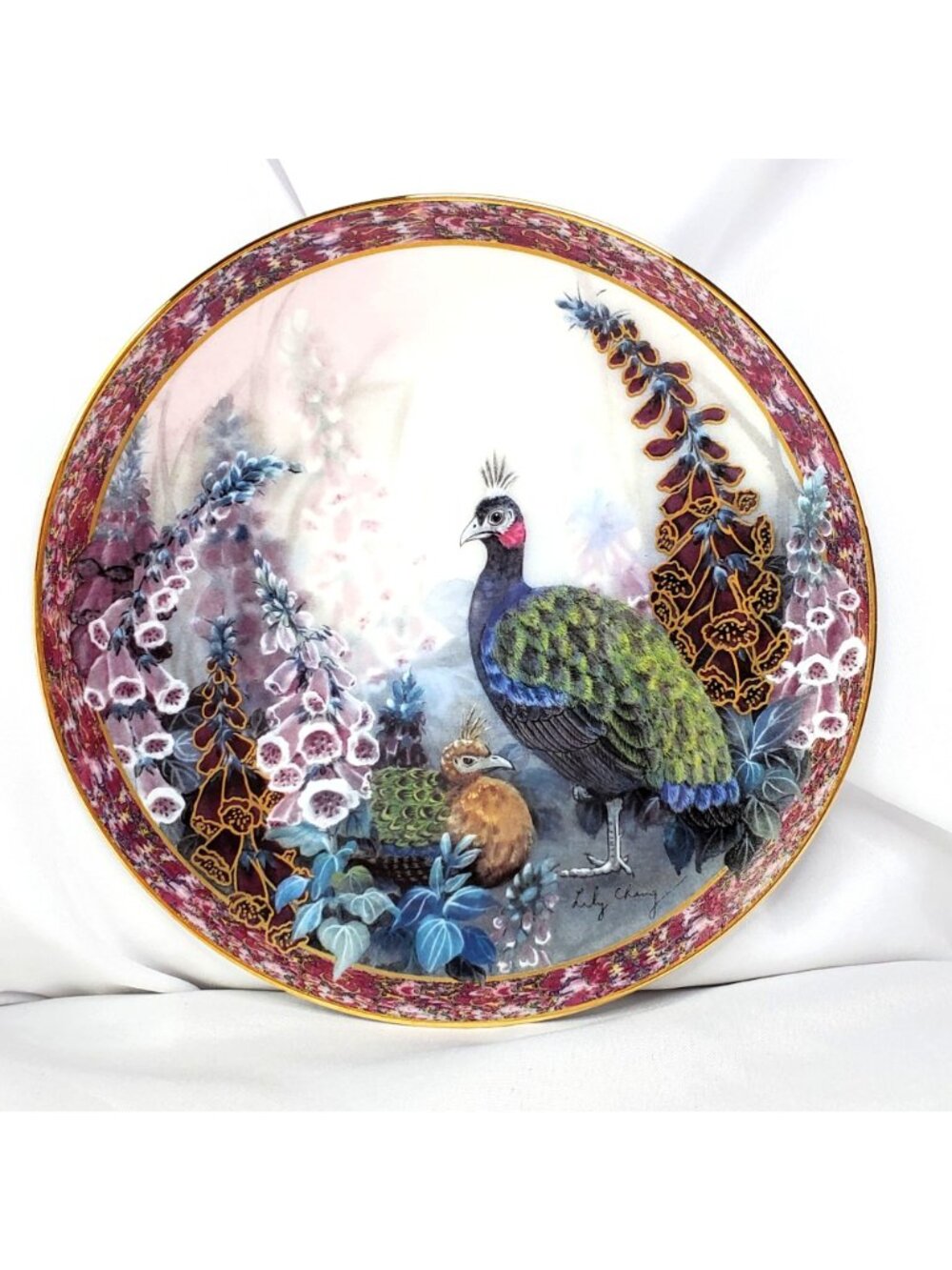 Elegance Peacock Plate By Lily Chang Gardens Of Paradise 1993 COA - Picture 8 of 11